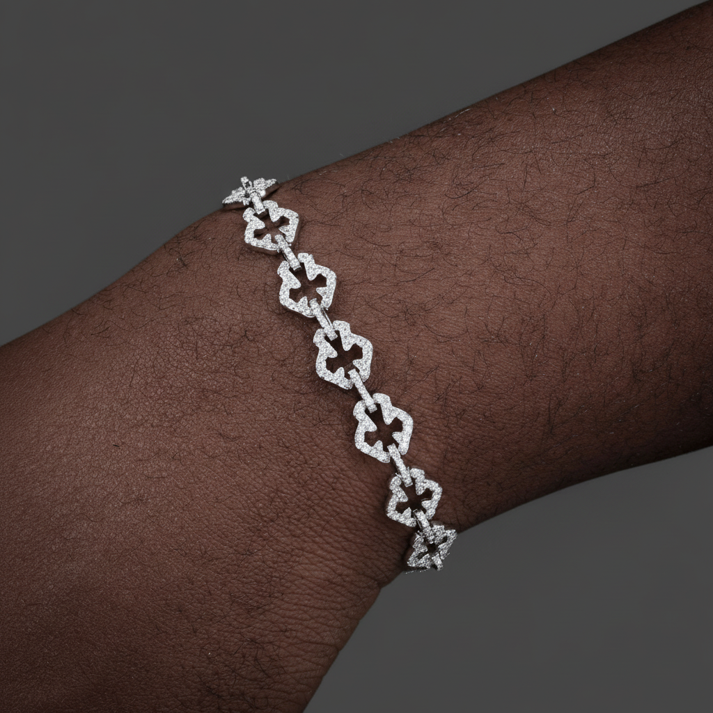 Moissanite Cross Link Bracelet