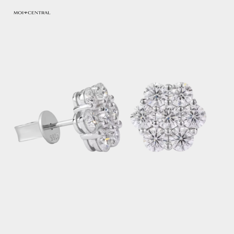 Moissanite Flower Earrings