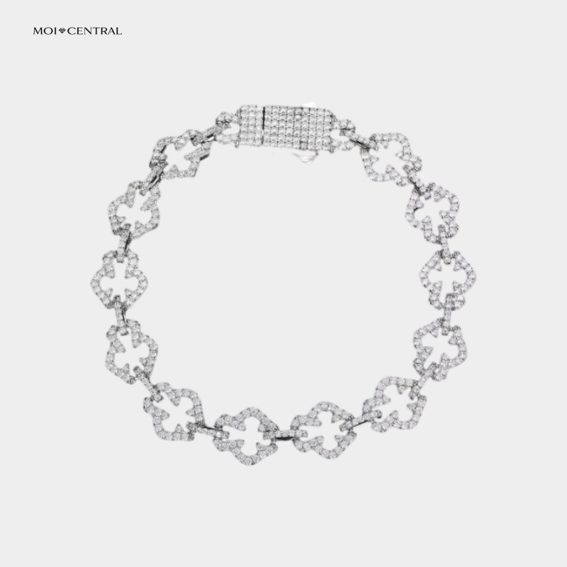 Moissanite Cross Link Bracelet