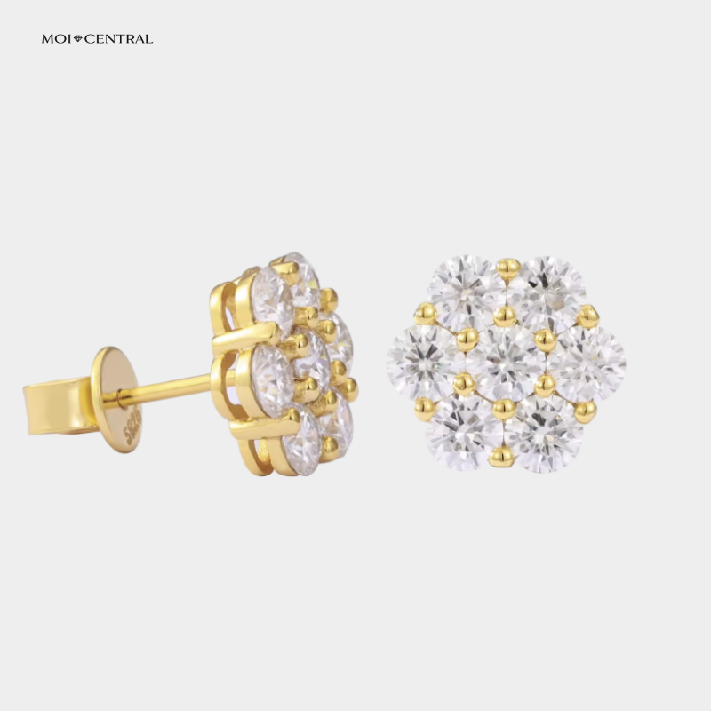 Moissanite Flower Earrings