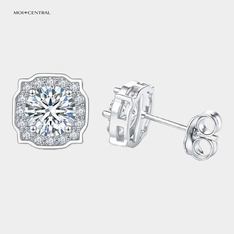 Moissanite Halo Earrings