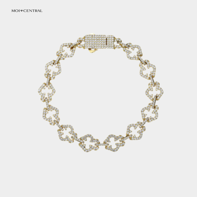 Moissanite Cross Link Bracelet